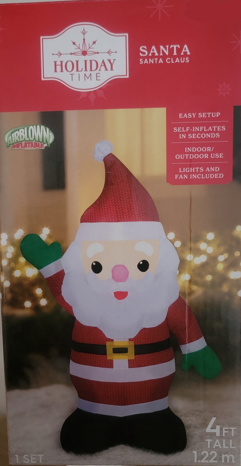 Holiday Time Airblown® Inflatable 4 Ft Light-Up Santa Indoor/Outdoor ...
