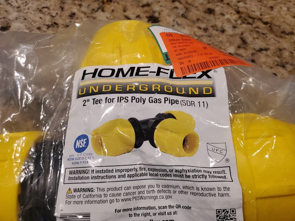 *NEW* HOME-FLEX 2 in IPS DR 11 Underground Yellow Poly Gas Pipe Tee (18-401-020) - Image 2 of 3