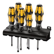 Image of Wera Tool Kraftform 932/6 Chiseldriver Impact Head Screwdriver Set Phillips Flat