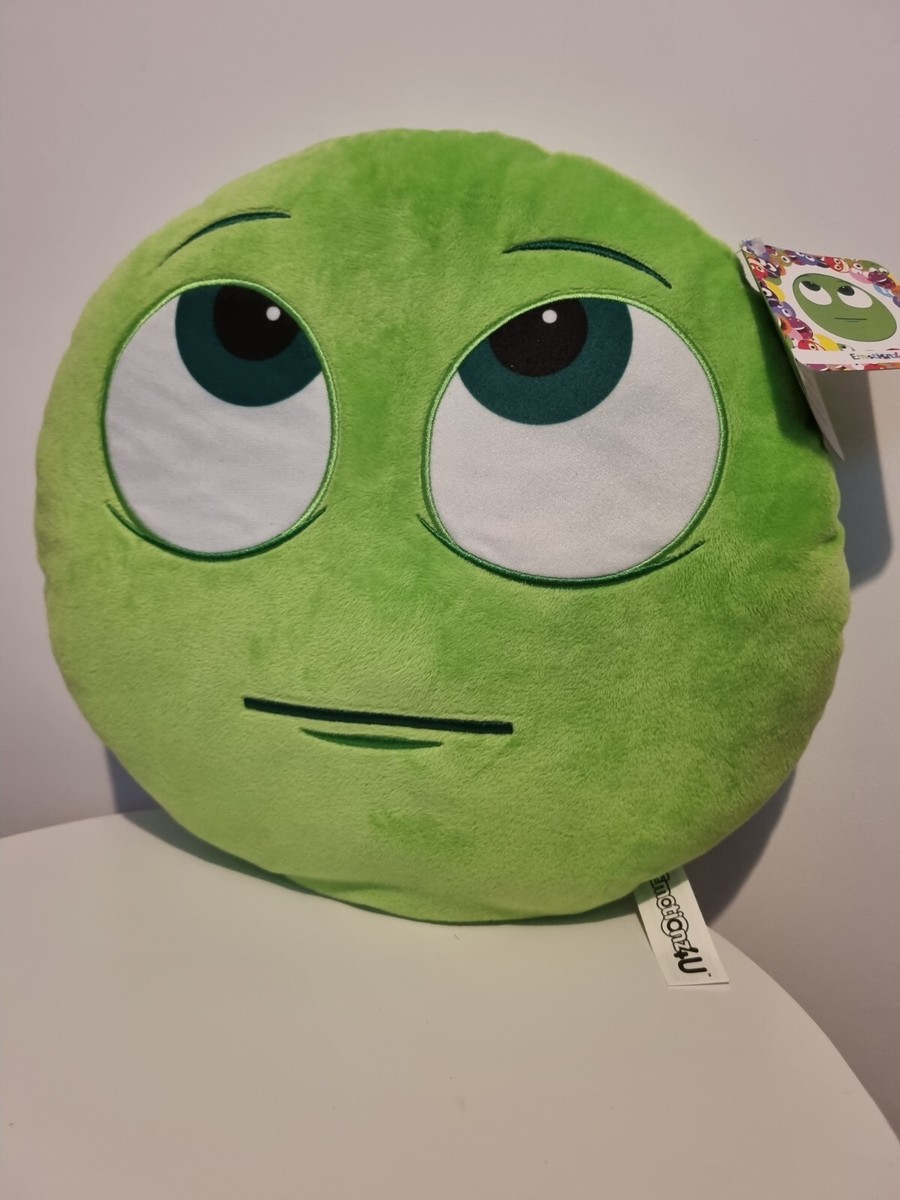 Coussin peluche doux neuf Emotionz4U rond vert citron amusant