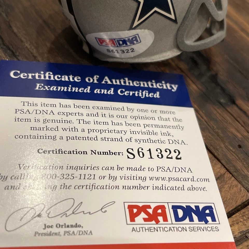 Roger Staubach Autographed/Signed Cowboys Micro Helmet PSA/DNA Authentic COA - Image 4 of 4