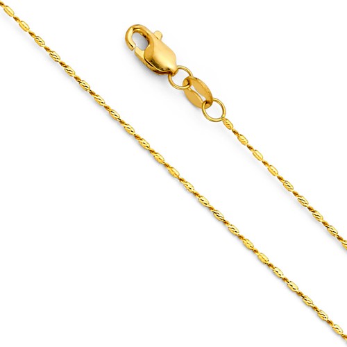 14K Solid Real Yellow Gold 0.8mm Round Snail Chain 16''- 22'' for Women