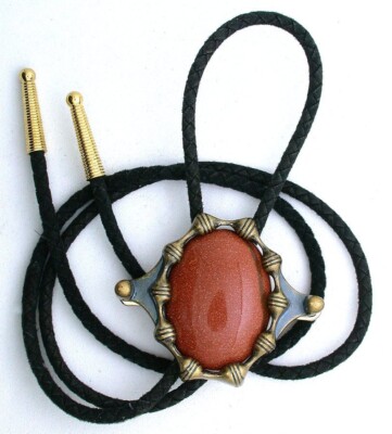 Goldstone Gold Stone Oval Cab Cabochon Gemstone  Bolo Tie Cord Tips EPBT10N/4225