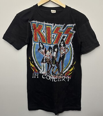 Vintage 1977 Kiss In Concert Alive Tour Band T Shirt Junction Single Stitch