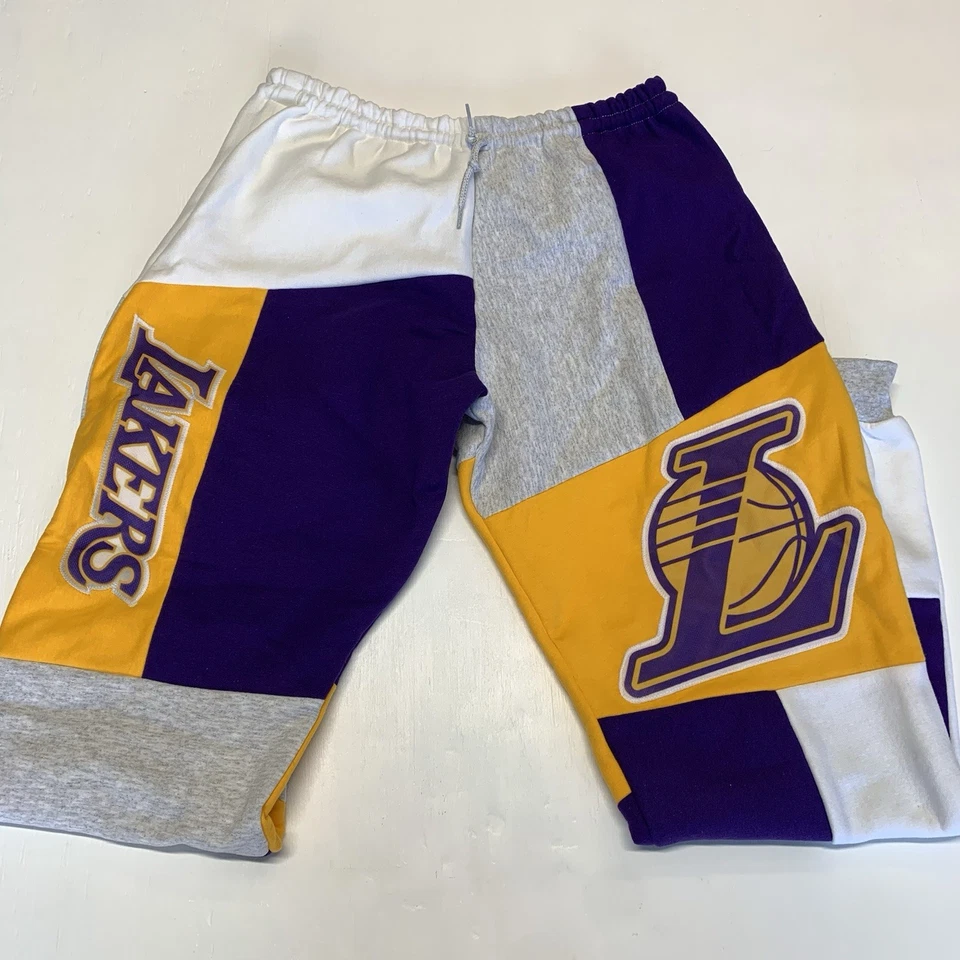 Pantalones de baloncesto de los Angeles Lakers para mujer medianos púrpura amarillo NBA hechos a mano Foto 4 de 4