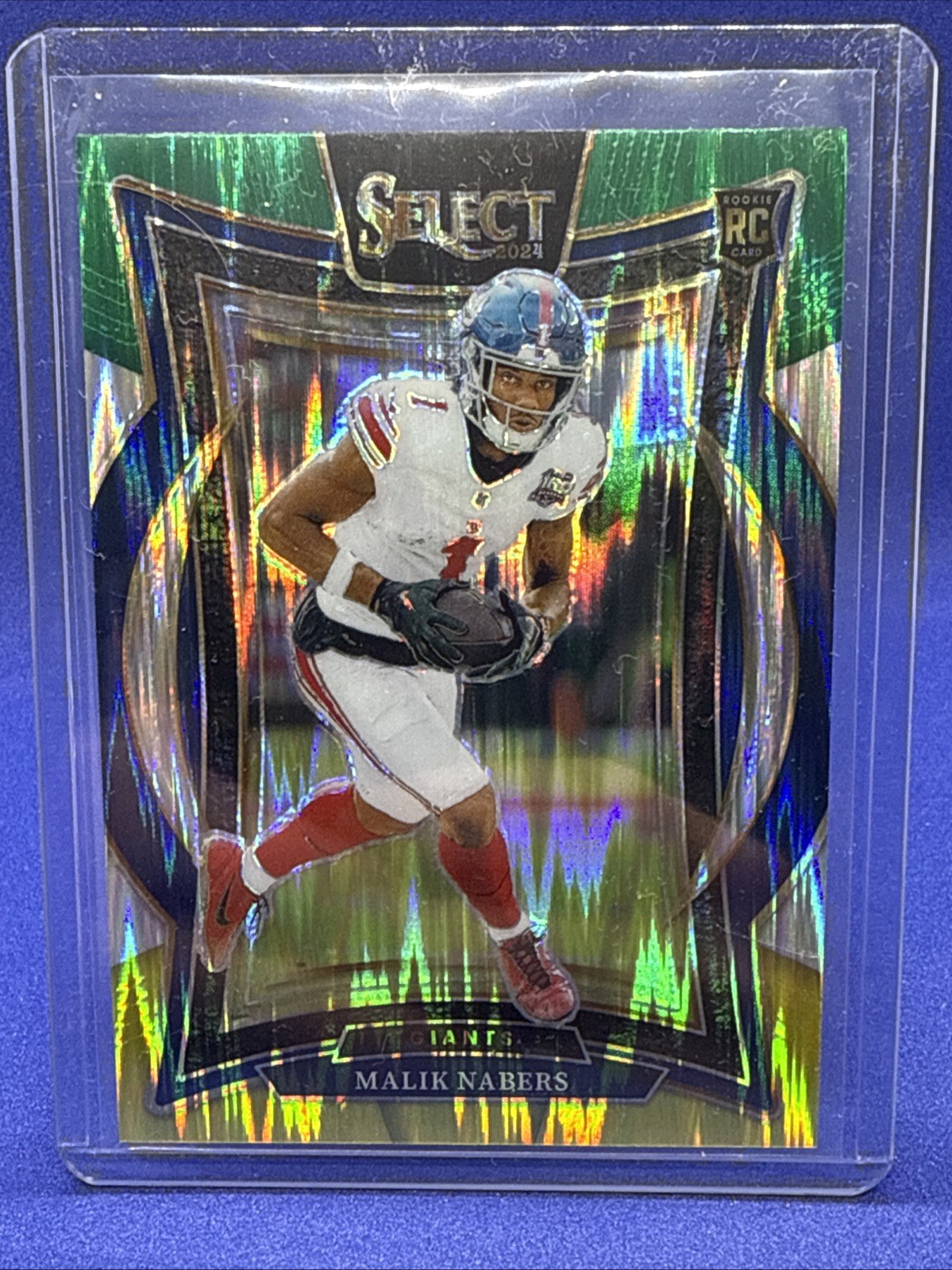 2024 Select Football Malik Nabers GREEN & YELLOW SHOCK ROOKIE #29 Giants RC