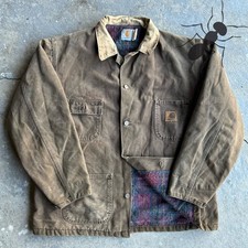 Vintage Carhartt lined brown chore coat work wear jacket