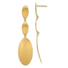 Sterling Silver Gold-plated Brushed Triple Oval Post Drop Dangle Earrings