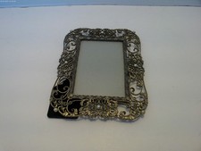 Vintage Metal Floral Filigree Picture Frame w/ Stand, Gold-Tone