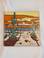 1990 Earthtones Designer Tile Trivet L. Kuhne Arizona Desert Landscape 6" X 6"