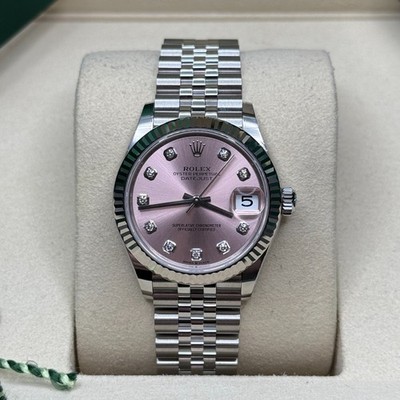 Rolex Datejust 31 NEW 2025 Pink Diamond Stainless Steel Fluted Bezel Jubilee