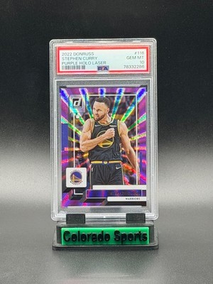 STEPHEN CURRY 2022-23 Donruss #116 Purple Holo Laser 43/99 PSA 10 Gem Mint