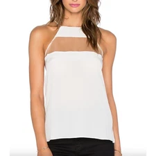 REVOLVE Cami NYC The High Top White Mesh Sleeveless Silk Crisscross Tank Top XS
