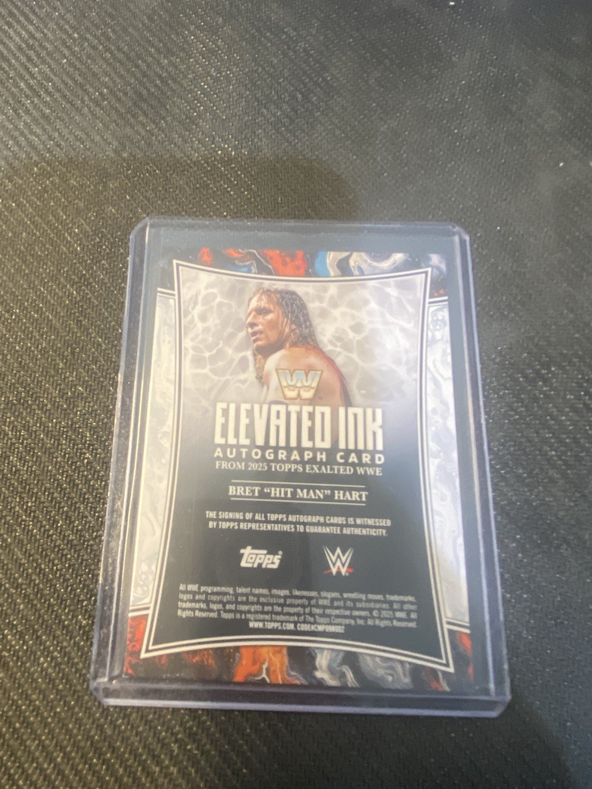 2025 Topps Exalted WWE Elevated Ink Bret "Hit Man" Hart On Card Autograph view 6