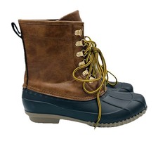 Duck Boots Womens Size 9 Brown High Waterproof Shoes Lace Up Rubber Lined