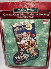 Bucilla Jolly Old St Nick Xmas Stocking Counted Cross Stitch Kit 84354