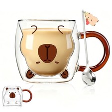 Birthday Gifts for Women Men Cute Mug Double Walled Coffee Glasses Capybara