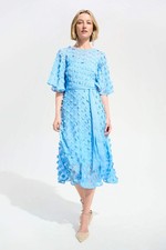 Joseph Ribkoff 3D Florals Belted Chiffon Fit and Flare Dress 261738