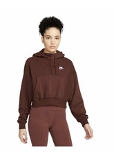 Nike Sportswear Essentials Women s Brown Hooded Cropped Sweater Size M