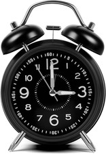 Image of Alarm Clock, Metal 4 Inches Twin Bell Loud Alarm Clock for Heavy Sleepers Adults