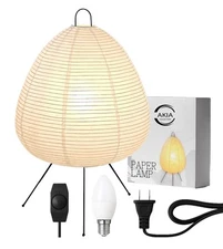 Japanese Akari rice Paper Lamp • Noguchi Japandi Style Lantern • Warm 3000k Bulb