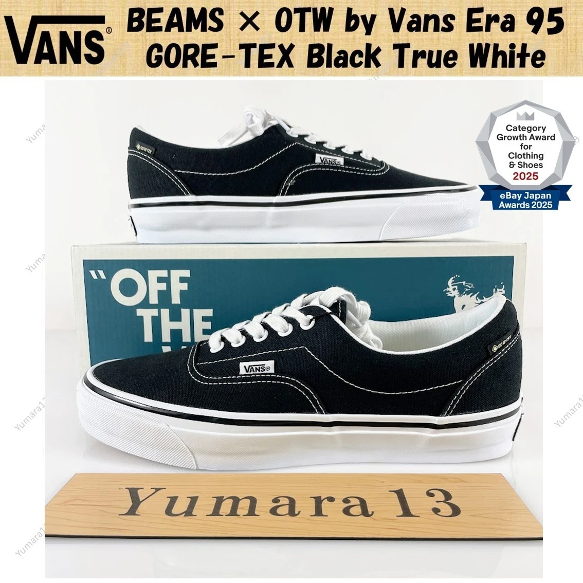 BEAMS × OTW by Vans Era 95 GORE-TEX Black True White VN000Y0K6BT Men's Size