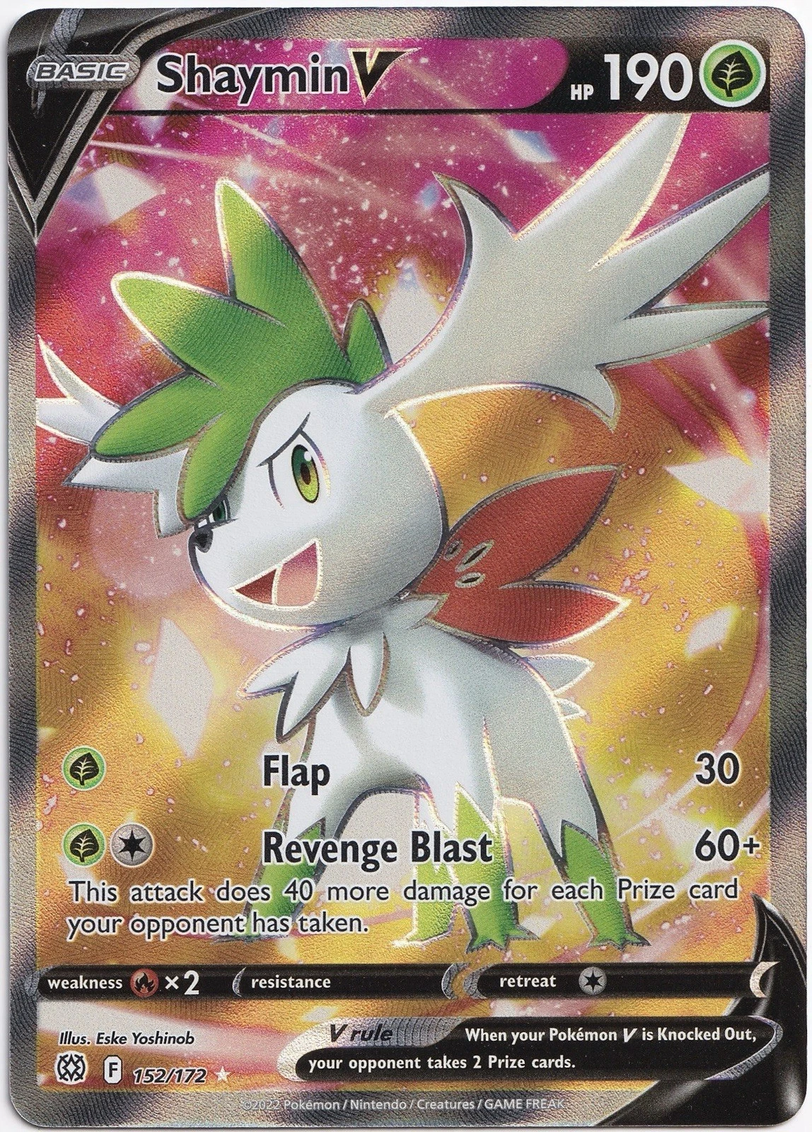 Pokemon Shaymin V Full Art Brilliant Stars 152/172 NM EN