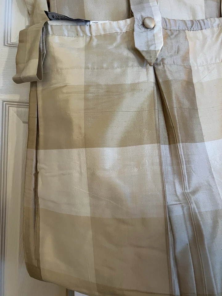 Cortinas Ethan Allen Dupioni seda cuadros búfalo crudo forradas de algodón 98 X50 2 paneles Foto 4 de 4
