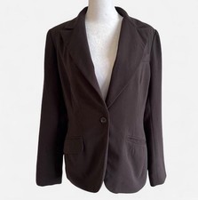 NEW YORK  COMPANY Womens Blazer Polyester Brown Size 6 Single Button Workwear