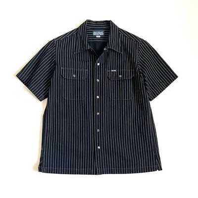 Iron Heart 10oz Wabash Stripe Mechanic Shirt Black