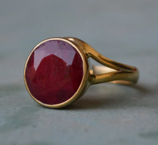 Gold Plated Real Deep Red Ruby Ring 925 Sterling Silver Handmade Ruby Jewelry