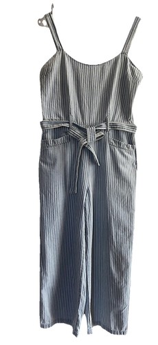 Rewash Jumpsuit Belted Striped Denim Women’s Zipper On The Side Medium