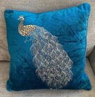 Stunning Pier 1 One Teal Peacock 18 X 18 Pillow Case, Gorgeous Embellishments!