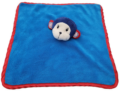 Kmart Tiny Little Wonders Monkey Security Blanket Baby Plush Toy Blue Red 13''