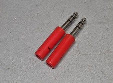 Pair of 1/4 inch TRS Audio Jack Plugs Red Sleeves