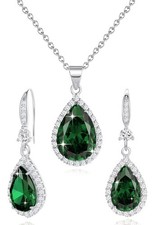 1.12" x 0.6" Necklace , 1.57" x 0.41" Earrings , 05.May-White Gold Plated...