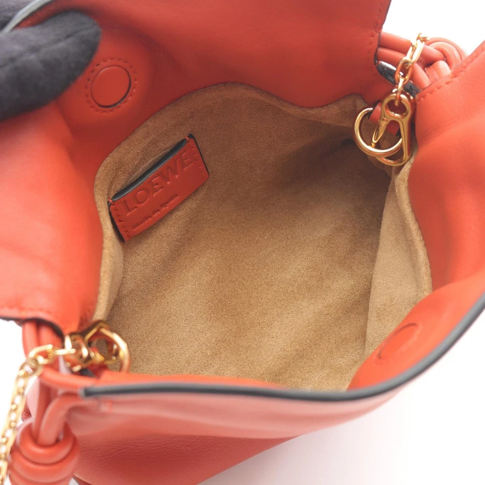 LOEWE Nano Flamenco Clutch Chain Shoulder Bag A411FC6X01 leather Orange Red - Image 3 of 4