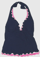 PROFILE BY GOTTEX Tricolor Ruffled Halter Tankini Top 8 US EUR 38 Navy Blue Pink