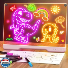16-Inch Rechargeable Doodle Glow LED Note Board, 7-Color Light Modes, Neon Ar