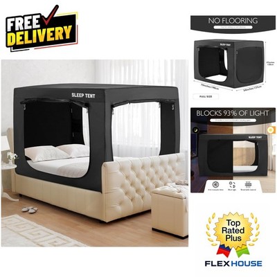 Portable Full Bed Tent - 93% Blackout Canopy for Uninterrupted Sleep