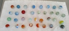 Vtg Akro Vitro Peltier 34-pc Marbles Lot. Swirl Patterns.