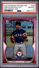 2023 BOWMAN MEGA BOX CHROME SEBASTIAN WALCOTT PINK REFRACTOR 35/199 PSA 10 POP 1