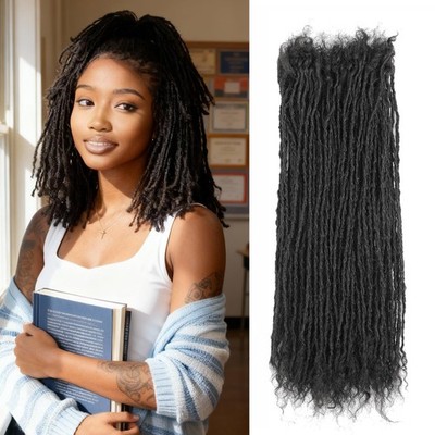 10 Inch Sister locks Human Hair Handmade Interlock Locs Curly Tips Sister Loc...