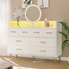Modern 8 Drawer Dresser ,Wood Dressers & Chests of Drawers with LED Lights