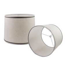Fabric Lampshades 2 PCS Natural Linen Drum Shades for Table Floor Lamps