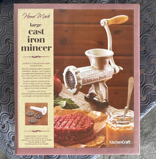 KitchenCraft Cast Iron Manual Meat Grinder Mincer + Sausage Attachment KCMINCER8