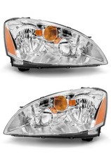 Headlights Assembly for 2002 2003 2004 Nissan Altima Chrome Housing Amber Ref...