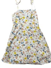 Gap Y2K Dress Womens Small White Yellow Floral Sleeveless Sundress Cottage Boho
