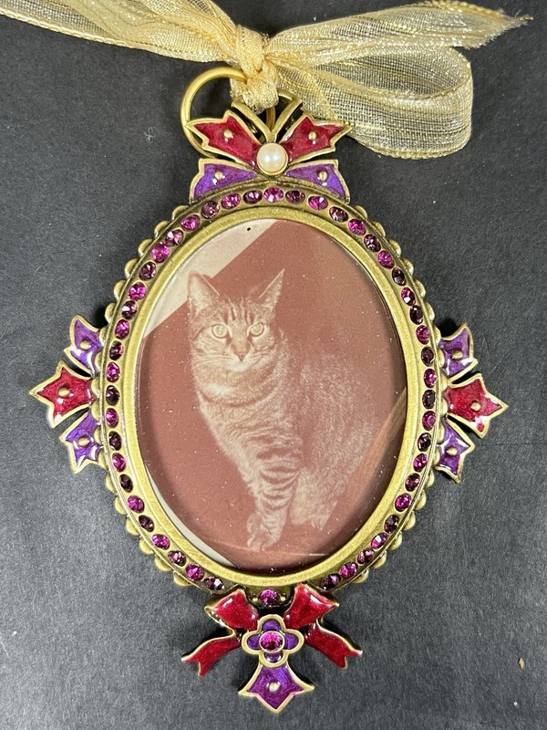 Christopher Radko Pink &Purple Crystal Jeweled Design Picture Christmas Ornament