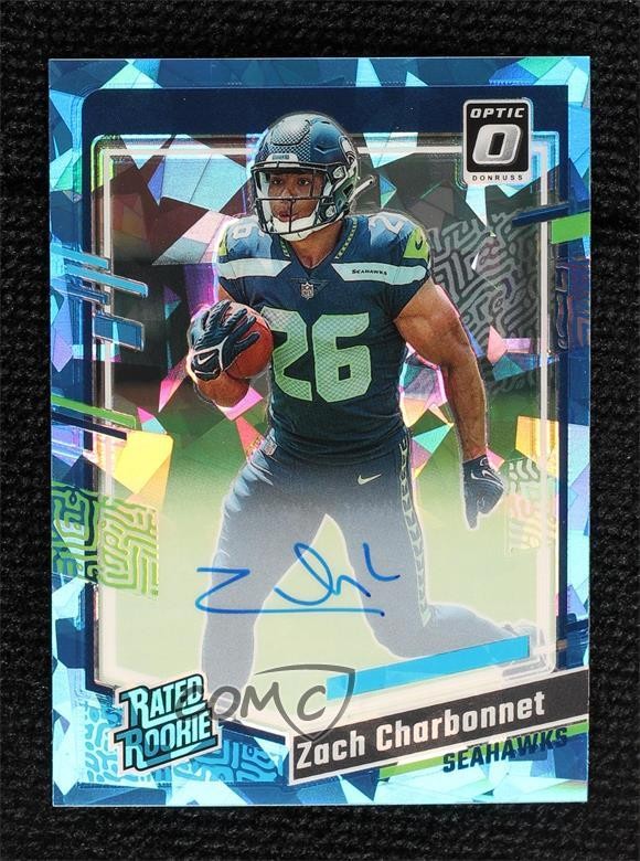 2023 Donruss Optic Rated RPS Ice Prizm 4/15 Zach Charbonnet Rookie Auto RC 2o0